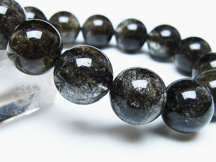 ブラックルチルクォーツ ブレスレット 14mm ブラックトルマリン