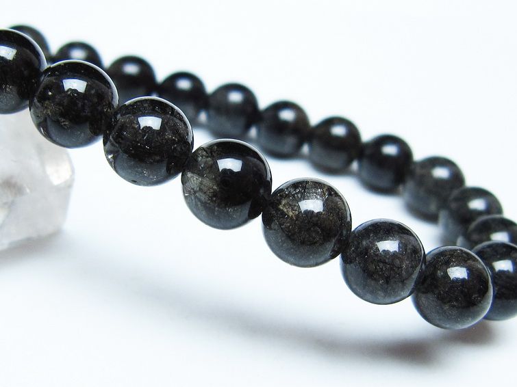 ブラックルチルクォーツ ブレスレット 8mm ブラックトルマリン トル