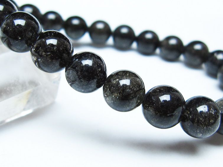 ブラックルチルクォーツ ブレスレット 8mm ブラックトルマリン トル 