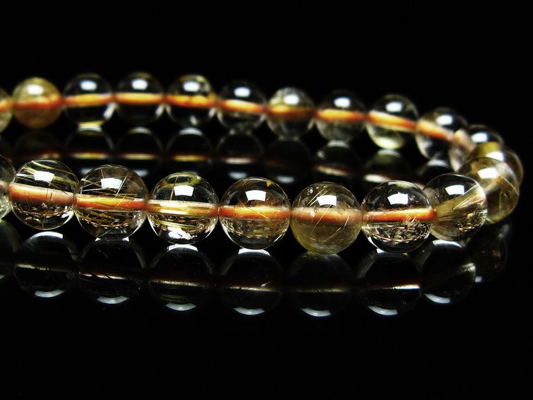 美品✨ジュエリーSHOPで購入 タイチンルチルクォーツブレス約7.0㎜ ルチルクォーツ ブレスレット 7mm タイチンルチルクォーツ