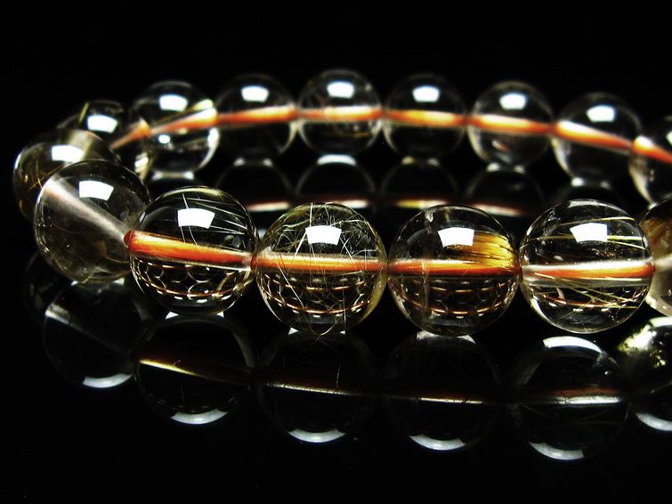 タイチンルチル　ブレスレット 12mm 2個セット ⭐︎【天然】タイチンルチルクオーツ ブレスレット 12mm