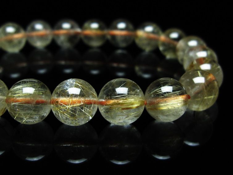 タイチンルチルクォーツ　原石　16×9mm ルチルクォーツ ブレスレット 9mm タイチンルチルクォーツ