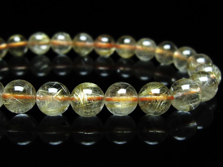 美品✨ジュエリーSHOPで購入 タイチンルチルクォーツブレス約7.0㎜ ルチルクォーツ ブレスレット 7mm タイチンルチルクォーツ