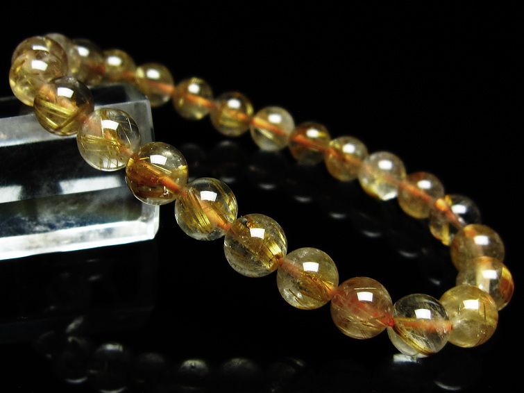 ゴールドタイチンルチルクォーツブレスレット