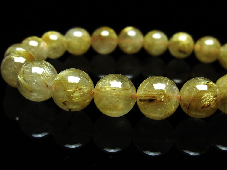 ルチルクォーツ ブレスレット 9mm タイチンルチルクォーツ