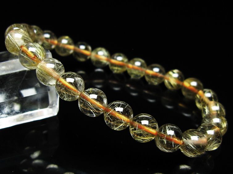 ルチルクォーツ ブレスレット 7mm タイチンルチル ブレスレット メール