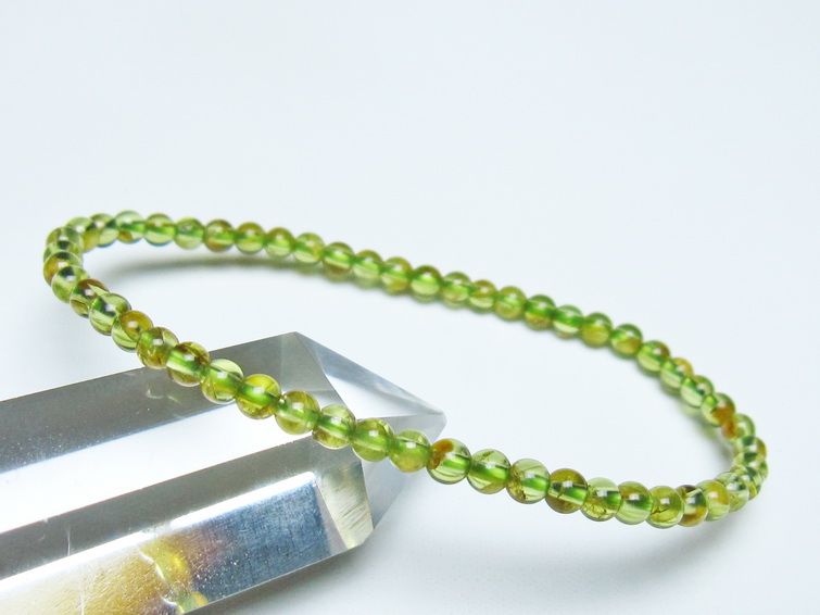 ペリドット ブレスレット 4mm メール便送料無料 一点物 111-50656