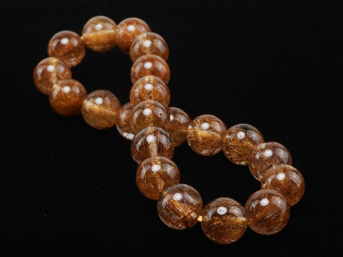 【限定1点】太針/ブラウンタイチンルチルクォーツ約12mm 天然石ブレスレット タイチンルチルクォーツ ブレスレット 9mm ルチルクォーツ ブラウン