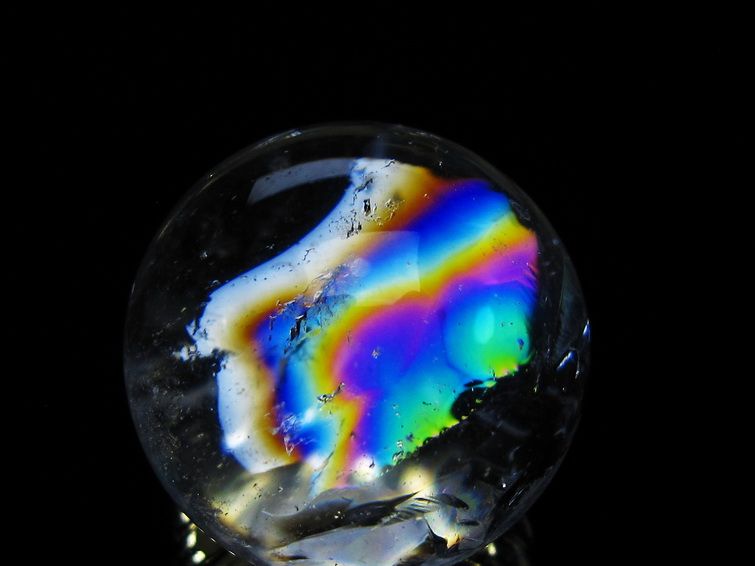 スフィア(虹あり) アイリスクォーツ 水晶 丸玉 虹入り 27mm 水晶玉 置物 スフィア 141