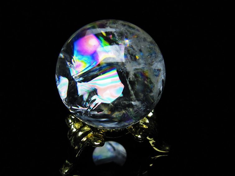 アイリスクォーツ 水晶 丸玉 虹入り 26mm 水晶玉 置物 スフィア 141