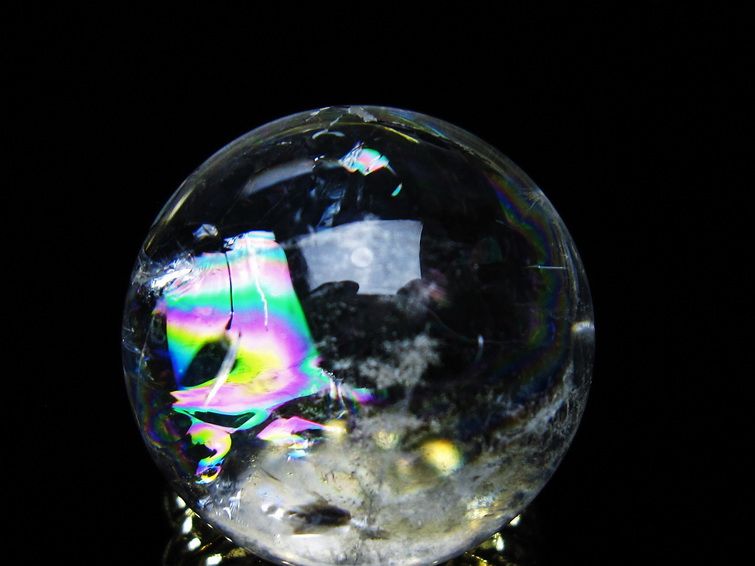 アイリスクォーツ 水晶 丸玉 虹入り 26mm 水晶玉 置物 スフィア 141