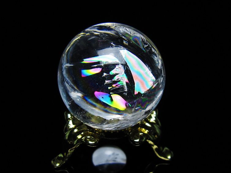 アイリスクォーツ 水晶 丸玉 虹入り 25mm スフィア 置物 水晶玉 一点物