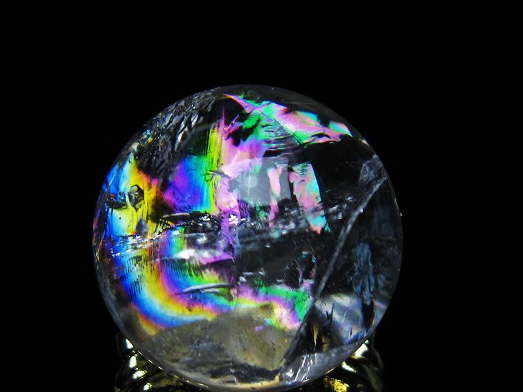 アイリスクォーツ 水晶 丸玉 虹入り 25mm スフィア 置物 水晶玉