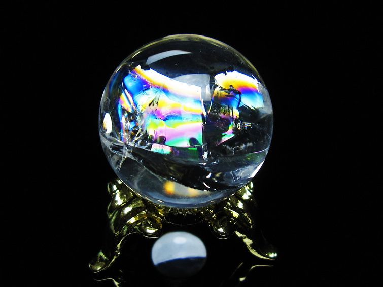 アイリスクォーツ 水晶 丸玉 虹入り 25mm スフィア 置物 水晶玉 一点物