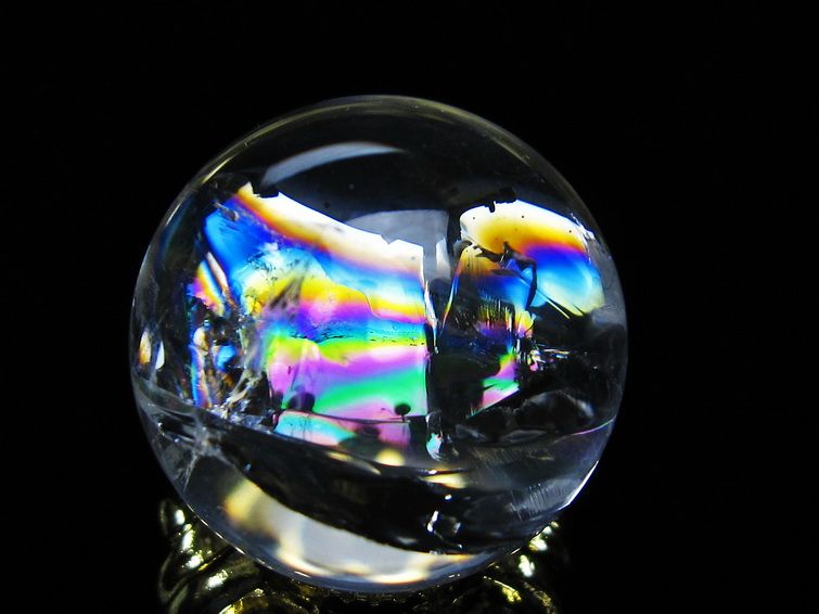 アイリスクォーツ 水晶 丸玉 虹入り 25mm スフィア 置物 水晶玉 一点物