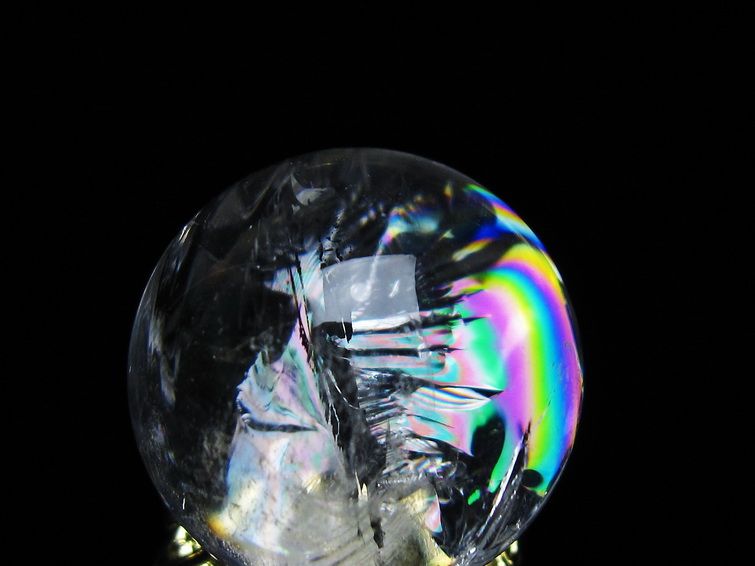 アイリスクォーツ 水晶 丸玉 虹入り 26mm スフィア 置物 水晶玉 一点物