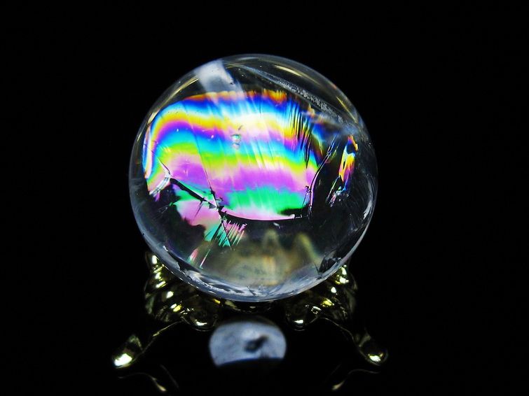 アイリスクォーツ 水晶 丸玉 虹入り 26mm スフィア 置物 水晶玉 一点物