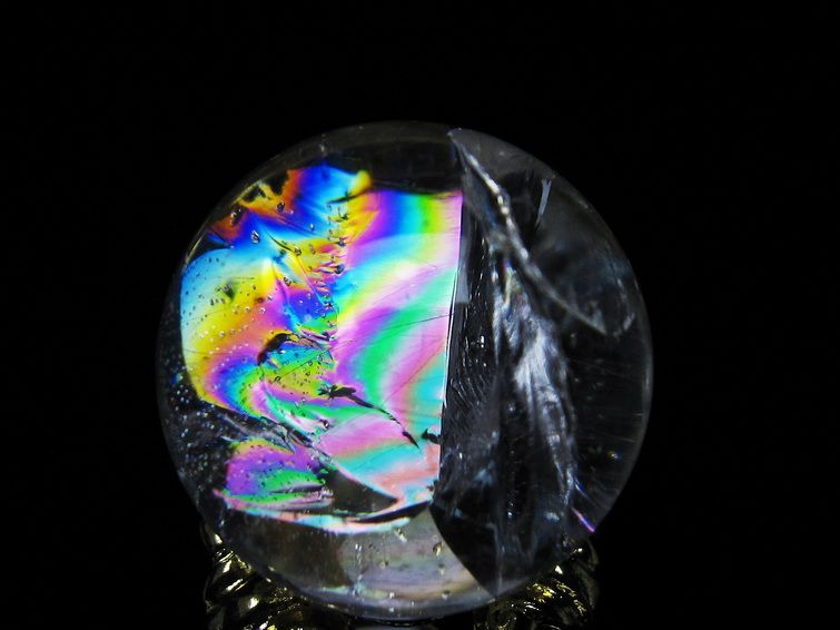 アイリスクォーツ 水晶 丸玉 虹入り 27mm スフィア 置物 水晶玉 一点物