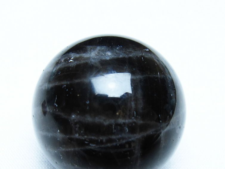天然石 ブラック桜瑪瑙のスフィア　丸玉　置物G.141 モリオン 黒水晶 丸玉 34mm スフィア 置物 原石 141-7343 : 天然石