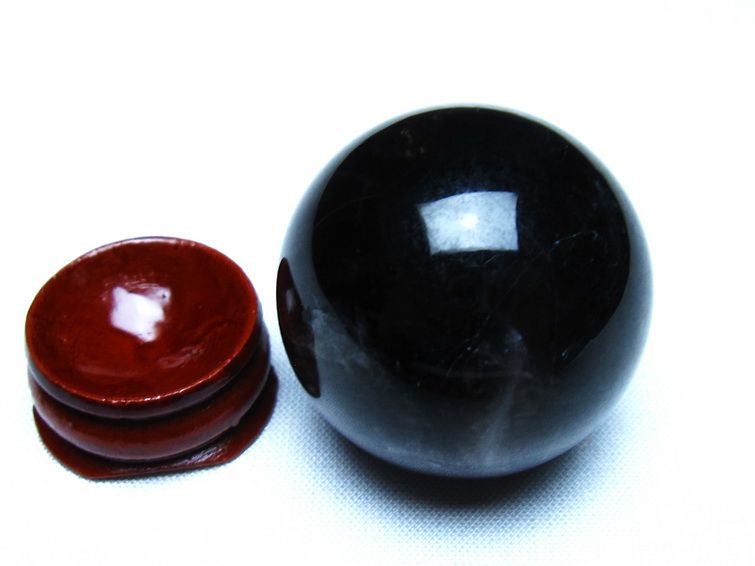 黒水晶 モリオン 丸玉 36mm スフィア 置物 原石 141-7429 : 天然石