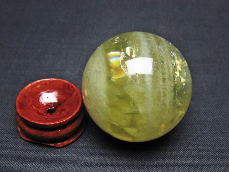 シトリン 丸玉 虹入り 37mm シトリンクォーツ スフィア 置物 一点物