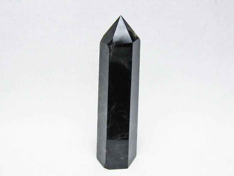 モリオン 六角柱 黒水晶 六角柱 モリオン ポイント 置物 一点物 142-11264 : 天然石
