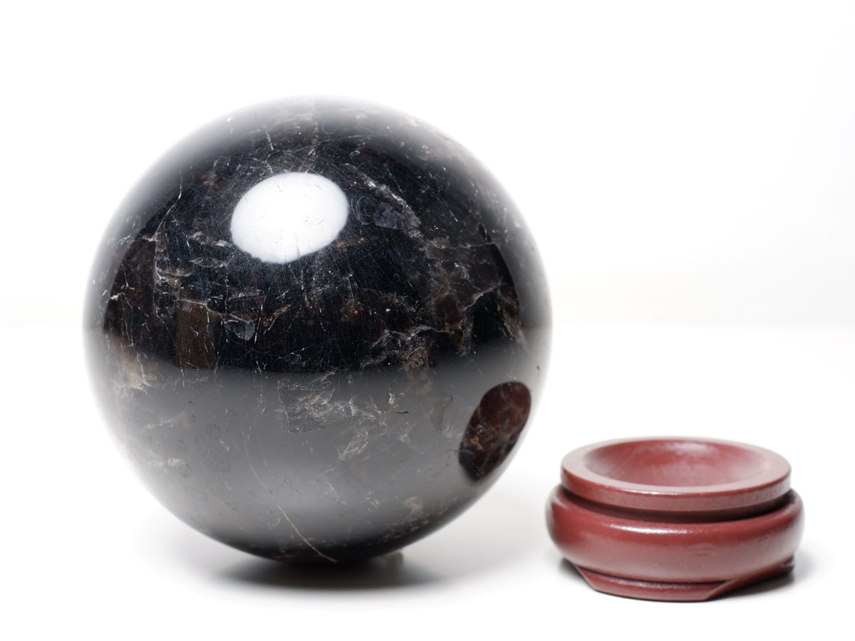 ☆純天然☆モリオンスフィア黒水晶丸玉160㎜♬天然石パワーストーンコレクション♬ ☆純天然☆モリオンスフィア黒水晶丸玉160㎜♬天然石パワーストーン