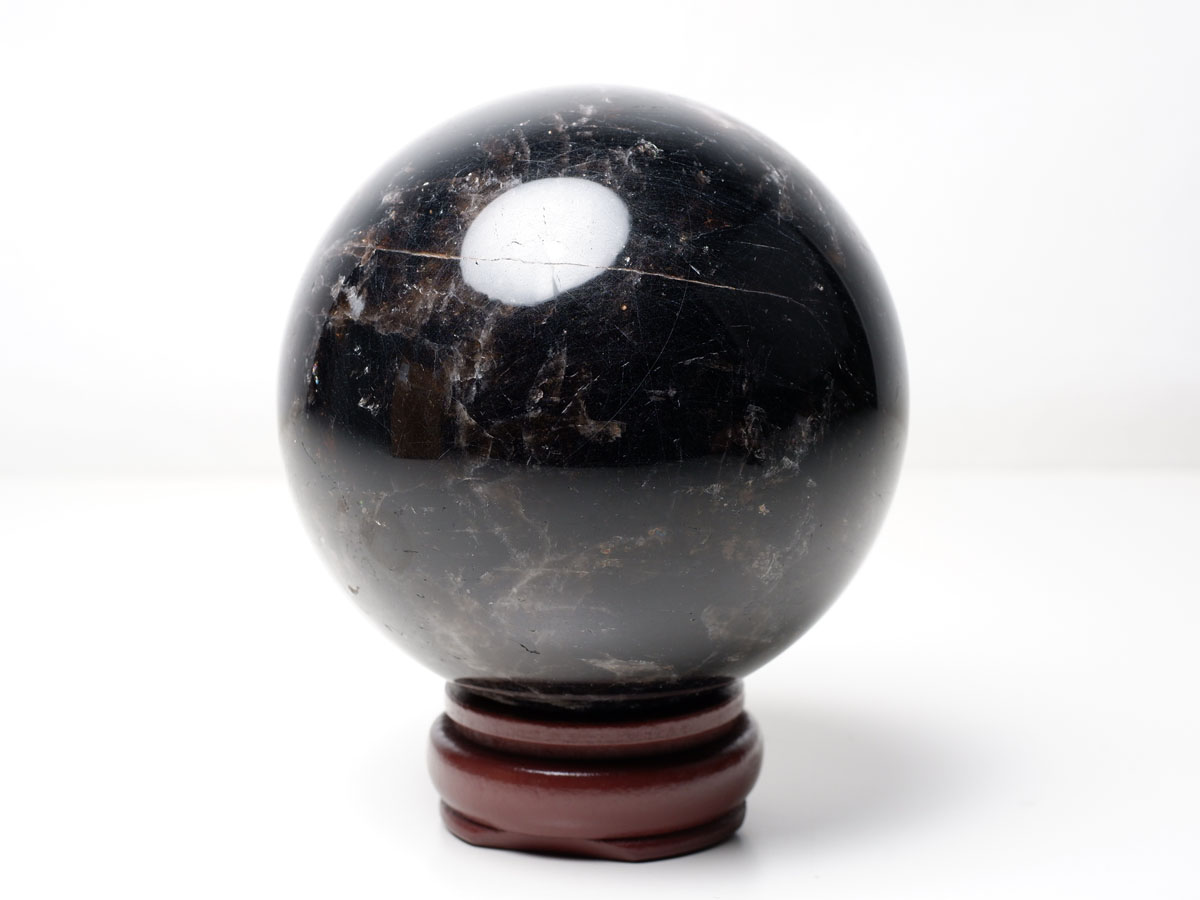 1.4Kg モリオン 丸玉 98mm 黒水晶 スフィア 一点物 151-8550 : 天然石