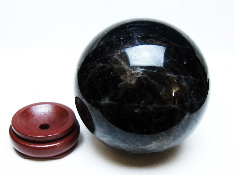 1.4Kg モリオン 丸玉 100mm 黒水晶 スフィア 一点物 151-8576 : 天然石