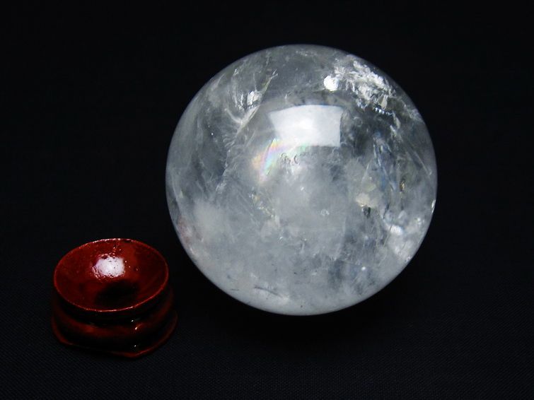 水晶 丸玉 虹入り 54mm スフィア 置物 水晶玉 一点物 151-8701