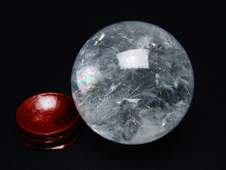水晶 丸玉 虹入り 61mm スフィア 置物 水晶玉 一点物 151-8728