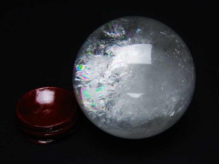 水晶 丸玉 虹入り 61mm スフィア 置物 水晶玉 一点物 送料無料 151