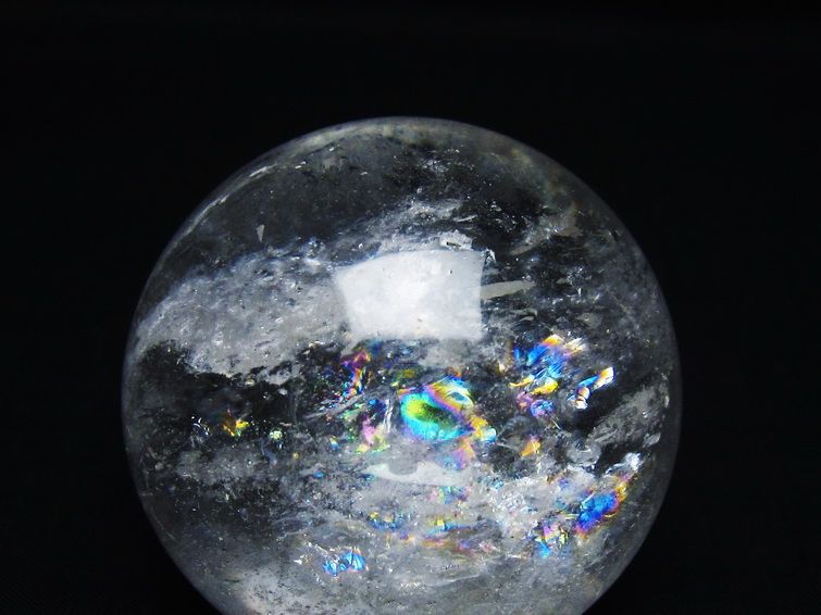 天然石虹あり　水晶のスフィア　丸玉　置物m.306 水晶 丸玉 虹入り 62mm スフィア 置物 水晶玉 一点物 送料無料 151