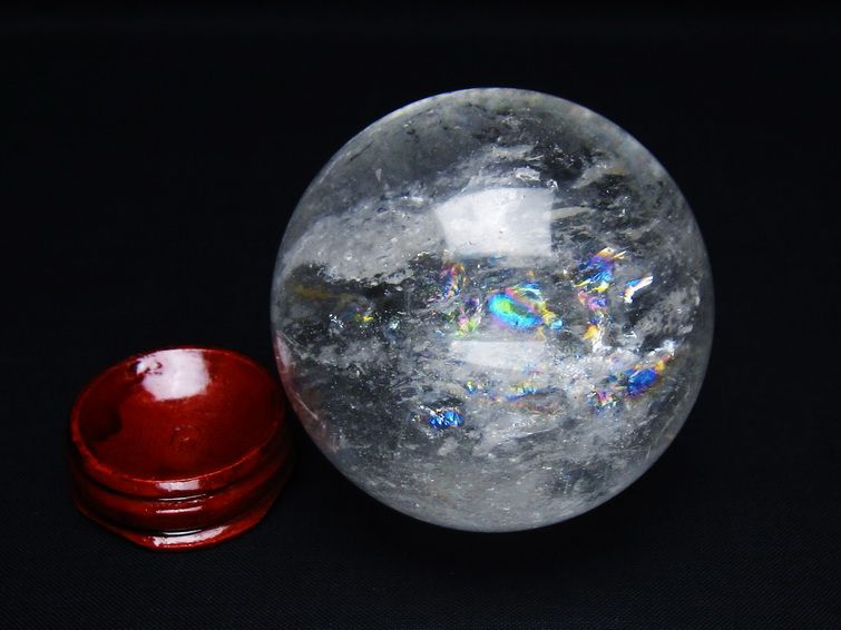水晶 丸玉 虹入り 62mm スフィア 置物 水晶玉 一点物 送料無料 151