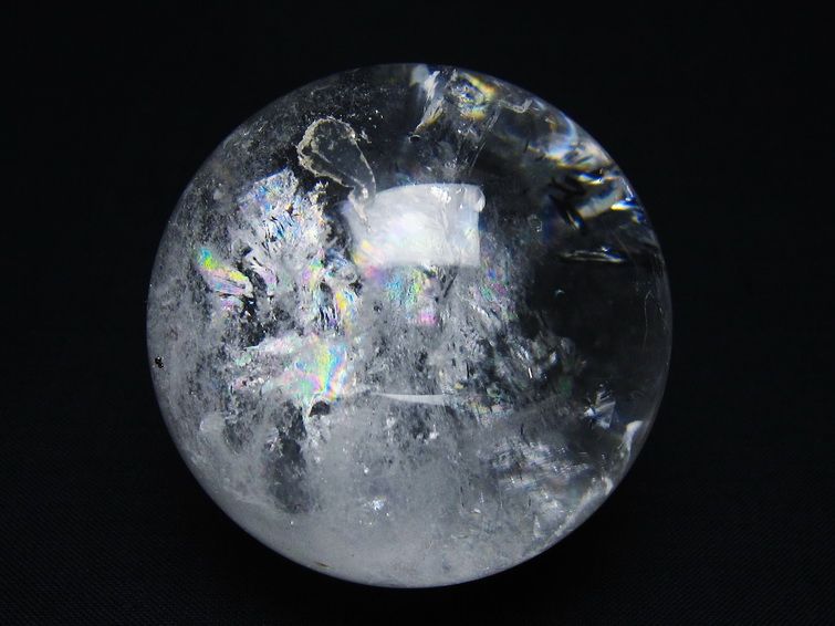 天然石虹あり 水晶のスフィア 丸玉 置物NO.122307 天然石虹あり 水晶の