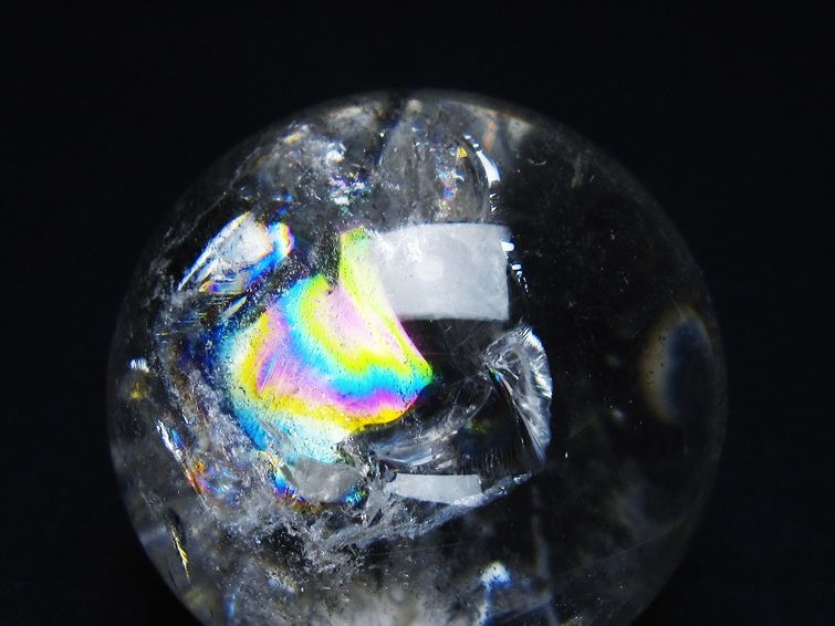 水晶 丸玉 虹入り 53mm スフィア 置物 水晶玉 一点物 送料無料 151