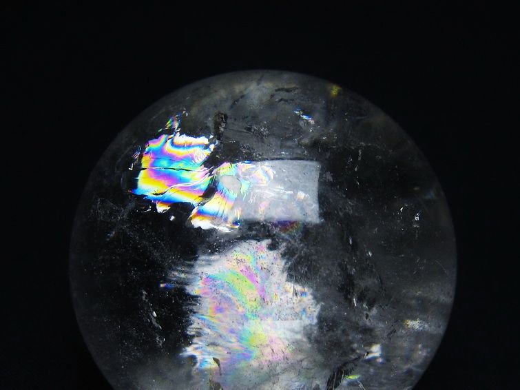 水晶 丸玉 虹入り 58mm スフィア 置物 水晶玉 一点物 送料無料 151