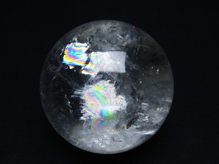 水晶 丸玉 虹入り 58mm スフィア 置物 水晶玉 一点物 送料無料 151