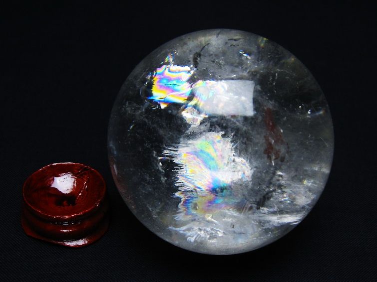 水晶 丸玉 虹入り 58mm スフィア 置物 水晶玉 一点物 送料無料 151
