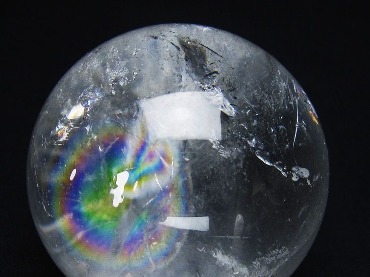 水晶 丸玉 虹入り 59mm スフィア 置物 水晶玉 一点物 送料無料 151