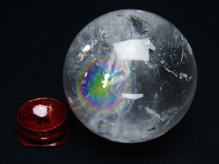 水晶 丸玉 虹入り 59mm スフィア 置物 水晶玉 一点物 送料無料 151