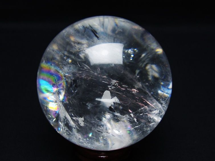 水晶 丸玉 虹入り 70mm スフィア 置物 水晶玉 一点物 送料無料 151