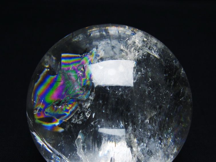 水晶 丸玉 虹入り 65mm スフィア 置物 水晶玉 一点物 送料無料 151