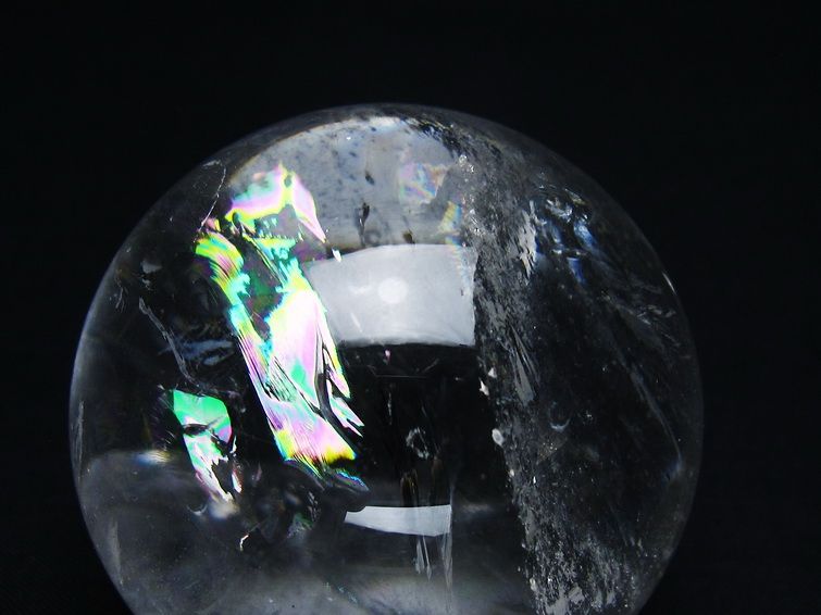 水晶 丸玉 虹入り 58mm スフィア 置物 水晶玉 一点物 送料無料 151