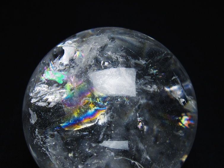 水晶 丸玉 虹入り 55mm スフィア 置物 水晶玉 一点物 送料無料 151