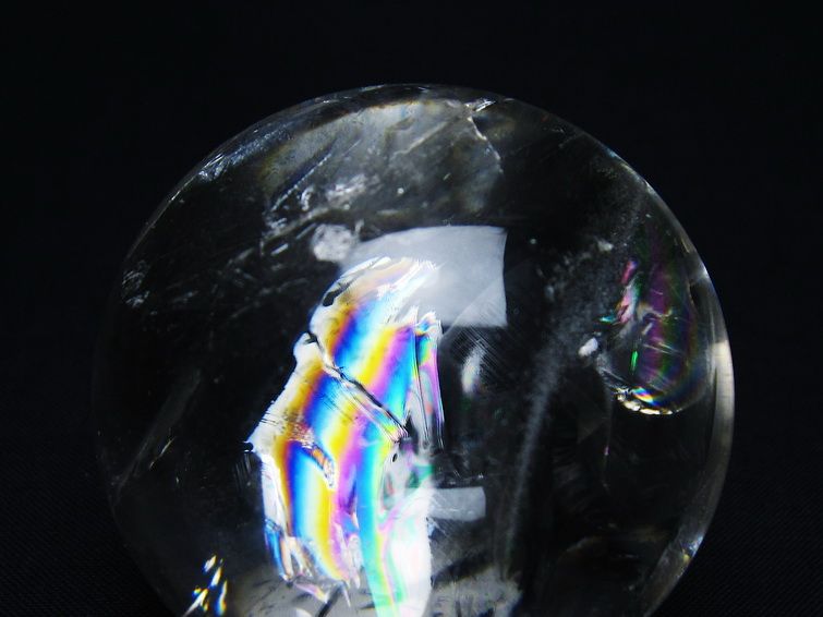 水晶 丸玉 虹入り 54mm スフィア 置物 水晶玉 一点物 送料無料 151