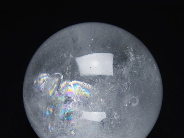 水晶 丸玉 虹入り 64mm スフィア 置物 水晶玉 一点物 151-8874