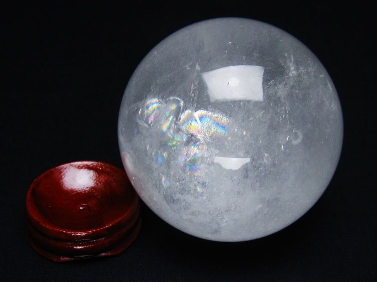 水晶 丸玉 虹入り 64mm スフィア 置物 水晶玉 一点物 151-8874