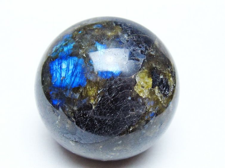 ラブラドライト 丸玉 64mm スフィア 置物 一点物 151-9105 : 天然石