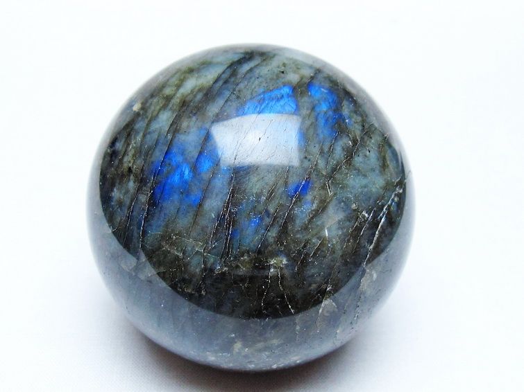 天然石　ラブラドライト　原石　丸玉 置物 台座付き　65.3ミリ ラブラドライト 丸玉 65mm スフィア 置物 一点物 151-9108 : 天然石